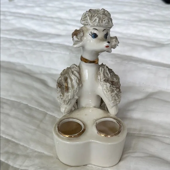 1950’s Vintage spaghetti Poodle porcelain  lipstick holder - Picture 4 of 13